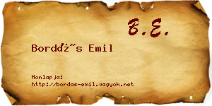 Bordás Emil névjegykártya